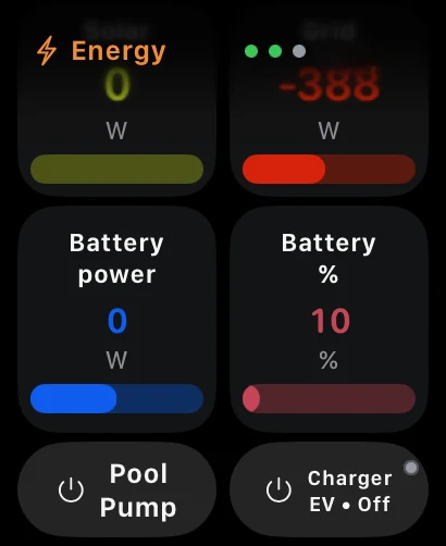 Apple Watch energy monitoring page